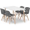 Jedálenský stôl ADRIA biely so štyrmi stoličkami LAGO zamatové sivé