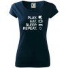 Stolný tenis - eat sleep - Dámske tričko Pure - S ( Tmavomodrá (takmer čierna) )