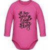 Detské Body s Dlhým Rukávom - Nápis All you need is love and a Dog - Fuksiová - 3 - 6 mesiacov - Detské