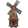 MKSTOR Drevený veterný mlyn záhradný otočný dekoračný 100cm, antracit-tik
