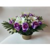 Náhrobná ikebana – ruža a gerbera v zaťaženej miske