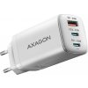 AXAGON ACU-DPQ65W, GaN nabíječka do sítě 65W, 3x port (USB-A + dual USB-C), PD3.0/QC4+/PPS/Apple, bílá