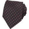 Quentino Černá pánská kravata s růžovými puntíky PKV26