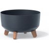 PROSPERPLAST Kvetináč GRACIA LOW ECO WOOD s nožičkami 28,5 cm antracit