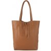 Mondo Italia Kožená shopper kabelka 396 koňaková Made in Italy Koňak