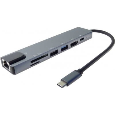 PremiumCord USB-C na HDMI + USB3.0 + USB2.0 + PD + SD/TF + RJ45 adaptér (ku31dock16)