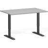 Výškovo nastaviteľný stôl, 120x80 cm, 2 motory, čierna podnož, sivá