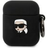 AppleMix Puzdro KARL LAGERFELD pre Apple AirPods 1 / 2 - Karlova hlava - silikónové - čierne