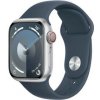 Inteligentné hodinky Apple Watch Series 9 GPS + Cellular 41mm puzdro zo strieborného hliníka - búrkovo modrý športový remienok - M/L (MRHW3QC/A)