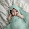Mušelínová osuška s kapucňou Ouye Handmade mätová (Detský veľký uterák s kapucňou mätovo zelený)