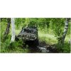 Foto obraz akrylové sklo Jeep v lese 100x50 cm