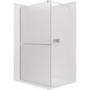 CERANO - Sprchová zástena Walk-in Onyx Round Ľ/P - 8 mm - guľatá vzpera + polička/držiak na uteráky - chróm, mliečne sklo - 40x200 cm