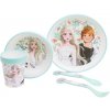 Detský jedálenský set Frozen 5-dielny – tanier, miska, pohár a príbory, BPA free, 81085