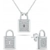 Brilio Silver Strieborný set šperkov so zirkónmi Visiaci zámok SET281W (náhrdelník, náušnice)