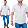 Pánska košeľa regular s krátkym rukávom s golierom Derby 9006 vzorovaná biela 3XL