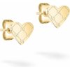 Tamaris Srdiečkové pozlátené náušnice z ocele Logomania Heart TJ-0532-E-08