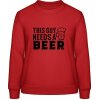 AWDis Sweat Mikina - Nápis - Tento chlap potrebuje Pivo - Ohnivá červená - M - Dámske
