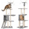 Škrabadlo pre mačku 134 cm s domčekom a hojdačkou – sivé