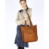 MARCO MAZZINI Vintage taška na rameno s tromi vreckami z prírodnej kože | hnedá camel v233a