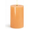 SIRIUS LED sviečka na batérie, vosk Sille, Ø 7,5 × 12,5 cm, broskyňová, 2× AA