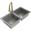 MEXEN/S MEXEN/S - Mario granitový drez 2-bowl vrátane batérie Elia, šedá 6504-71-670101-50