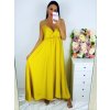 Dámské dlhé žlté saténové šaty - UNI