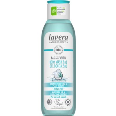 Lavera Sprchový gél na telo a vlasy s neutrálnou prírodnou vôňou pre suchú a citlivú pokožku 2 v 1 Basis sensitiv ( Body Wash) 250 ml 250 ml