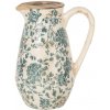 Clayre & Eef Dekoračný keramický antik džbán so zelenými kvetmi Tien French S - 16*12*22 cm/1300ml - Clayre & Eef