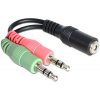 Delock adaptér stereo jack 3,5 mm 4 pin samice > 2 x stereo jack 3,5 mm 3 pin
