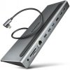 AXAGON HMC-4KX3, USB 3.2 Gen 1 hub, porty 3x USB-A, DP, HDMI 4k/60Hz, RJ-45, čtečka karet, PD 100W, kabel USB-C 40cm