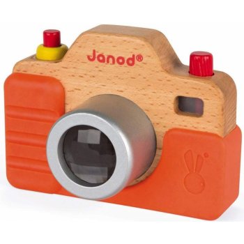 Janod drevený fotoaparát so zvukmi a svetlom 05335 oranžová