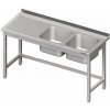 Stůl s dvoukomorovým dřezem po pravé straně bez police 1800x600x850 mm | STALGAST, 980786180 inox