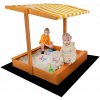Detské drevené pieskovisko so strieškou Baby Mix 120x120 cm žlto-biele