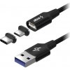 AlzaPower APW-CBMG50010B MagCore 2in1 USB-A to Micro USB/USB-C 100W, 1m, černý