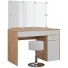 Vicco Vanity table Adela, With mirror & stool & LED, Biela/Natural Rockford Hickory