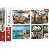 Puzzle Santorini, Benátky, Zámek Sully-sur-Loire a Kočky 4x1000 dílků