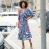 Krepónové midi šaty s potlačou indigo/lila 052 Blancheporte