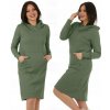 Fashionweek Dámske mikinové šaty s kapucňou a dlhým rukávom MF578 Farba: Khaki, Veľkosť: L/XL