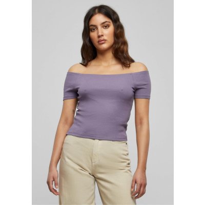 Urban Classics Ladies Off Shoulder Rib Tee dustypurple