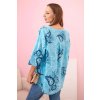 Kesi Włoski Dámska bavlnená blúzka s ohrnutým rukávom a vzorom paisley turkusová modrá | biela | tyrkysová One size Kesi Włoski 5907302848093