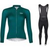 Force PURE LADY petrolejový cyklodres - dlhý rukáv + Force BRIGHT LADY čierne cyklokalhoty - L