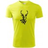 Jeleň z listov - Pánske tričko Fantasy športové - S ( Neonová žltá )