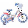 VOLARE - Disney Stitch detský bicykel pre dievčatá - 14 palcov - Krémová/Korálová/Modrá - Dve ručné brzdy