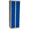 Montovaná šatníková skriňa DURO MONT, 4 boxy, cylindrický zámok, šedá/modrá