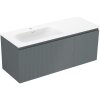 Mexen Rivel kúpeľňová skrinka 120 cm s umývadlom Vela ľavou, 1S, 1D, ryhovaná, grafit mat/biela mat