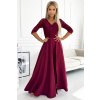 AMBER - Elegantné dlhé dámske maxi šaty vo vínovej bordovej farbe s čipkovým výstrihom 309-9 XXL