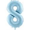 PartyDeco Fóliový balón narodeninové číslo 8 svetlomodrý