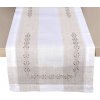 Obrus celoročný, Elegantný hnedý ornament vyšívaný, bielo béžový 40 x 140 cm