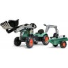 Falk Šliapací traktor Vintage 2054N s lyžicou, bagrom a prívesom, zelený