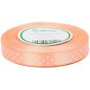 Stuha saténová lososová s bielymi bodkami 1,2 cm / 22 m